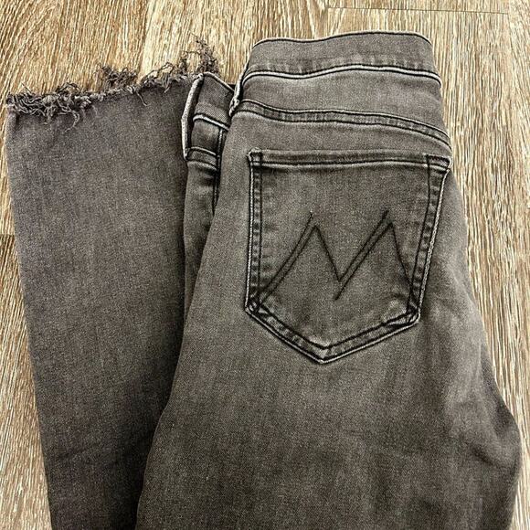 GUC Mother The Rascal Ankle Snippet Jeans 27 Dear Mr. Black Cropped Slim Raw Hem - Picture 8 of 15